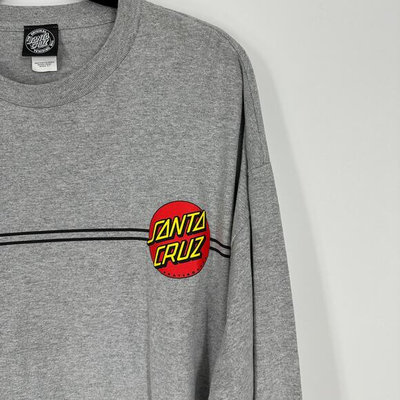 Santa Cruz Skateboards Classic Long Sleeve Grey Graphic Print Mens Tee 2XL - Picture 7 of 7